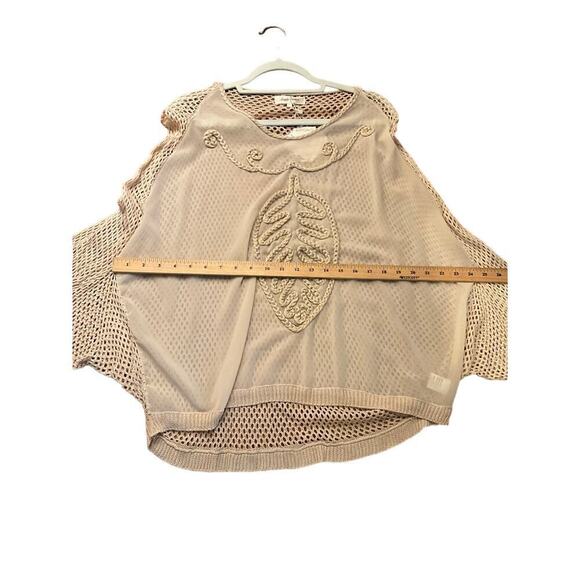 Simply Couture Top Sheer Dolman Sleeves Open Knit Boho Cream Womens Large NWT - Picture 6 of 6